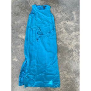 Valerie Silk Dress Turquoise Blue Maxi Long Sleeveless Size 8